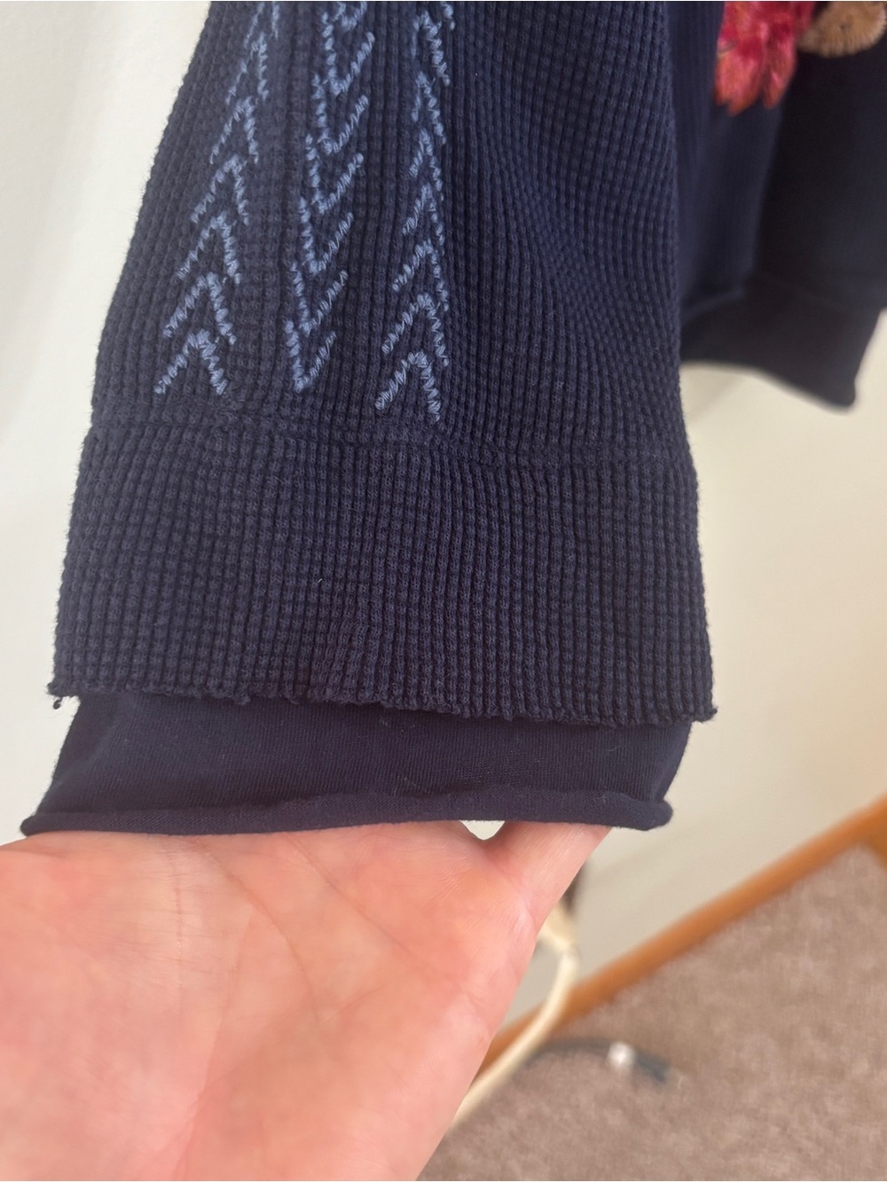 Johnny Was Ioana long sleeve floral embroidered thermal navy blue large - Picture 5 of 9